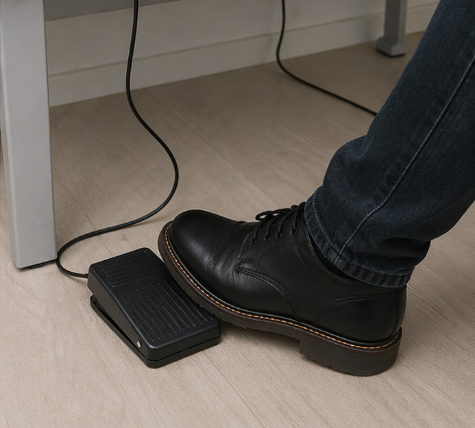 Foot pedal support for hands-free document scanning