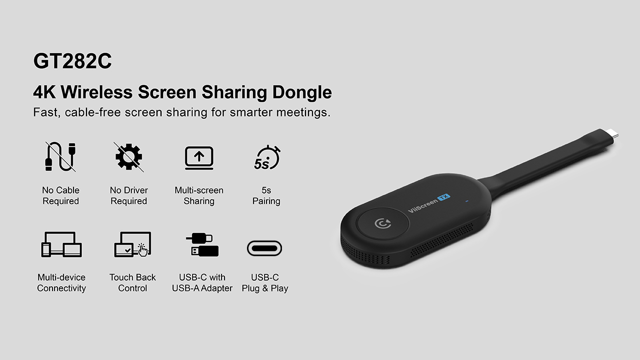 VIISAN GT282C 4K wireless screen sharing dongle for interactive flat panel displays