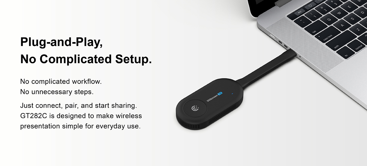 Wireless screen sharing in a meeting room using the VIISAN GT282C dongle