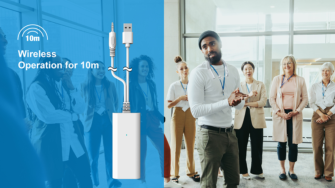 AS123RX2 wireless receiver 10-meter receiving range for meeting rooms and classrooms