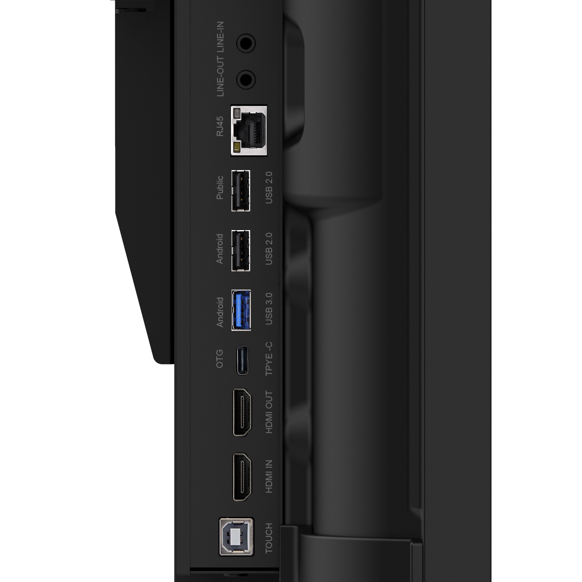 Rear and side connection ports on the VIISAN FL-K6 interactive display